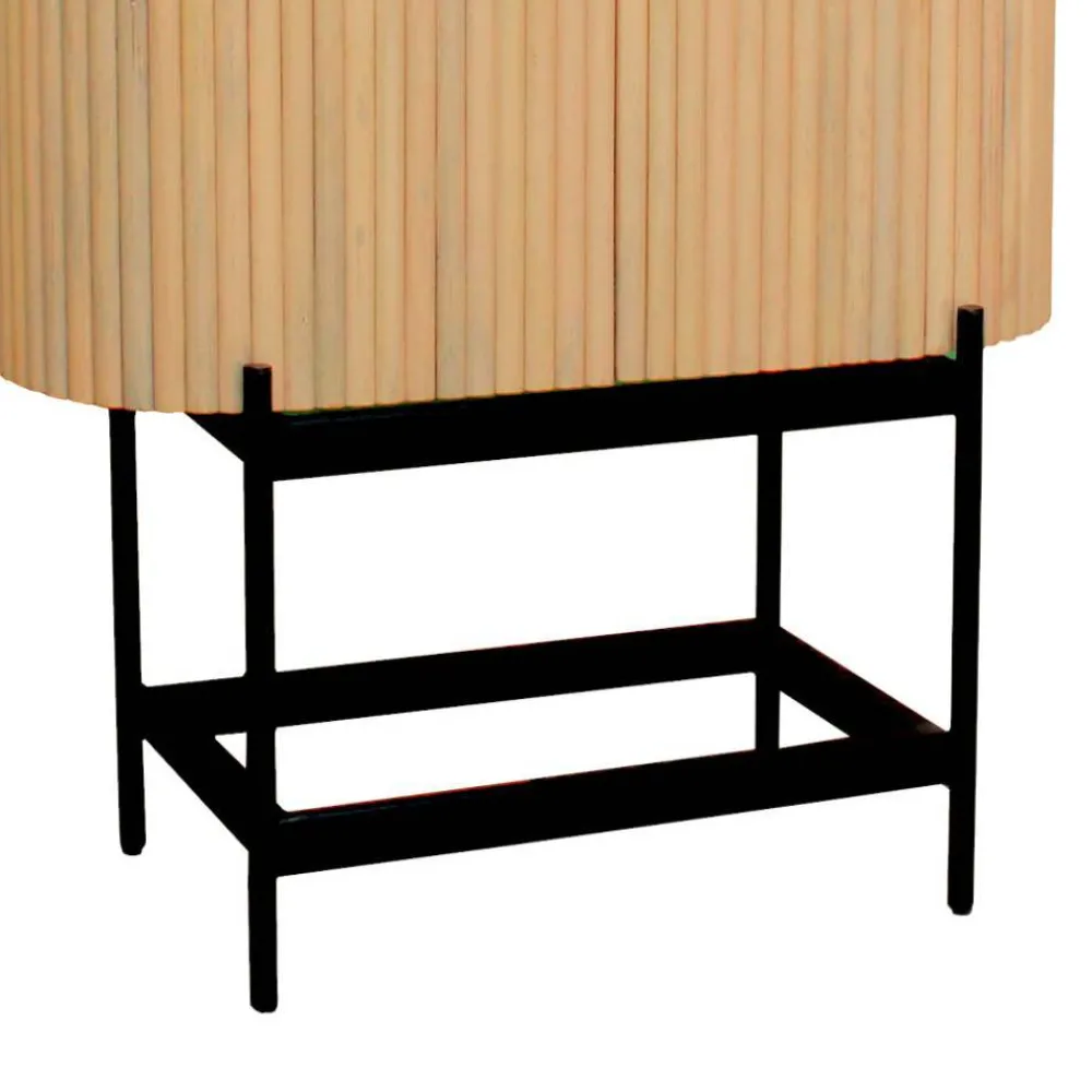 Wohnen Vitrinen<Mangoholz Schrank in Lamellenoptik - Dorian