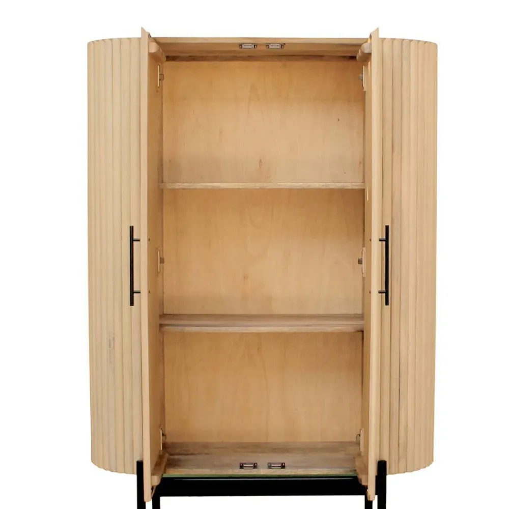 Wohnen Vitrinen<Mangoholz Schrank in Lamellenoptik - Dorian