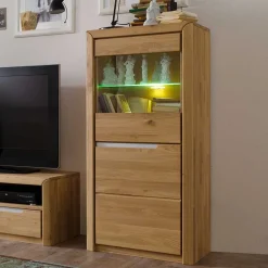 Wohnen Vitrinen<Massiv Vitrine Croconia aus Wildeiche Bianco