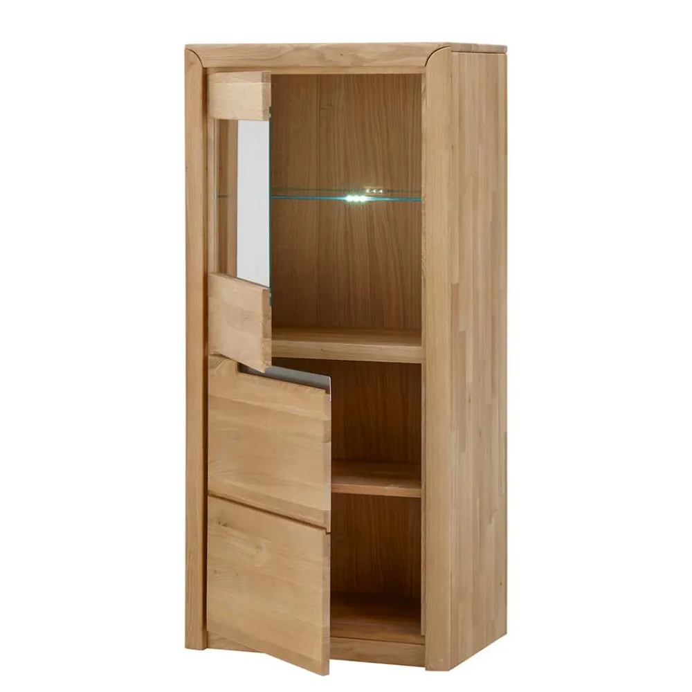 Wohnen Vitrinen<Massiv Vitrine Croconia aus Wildeiche Bianco