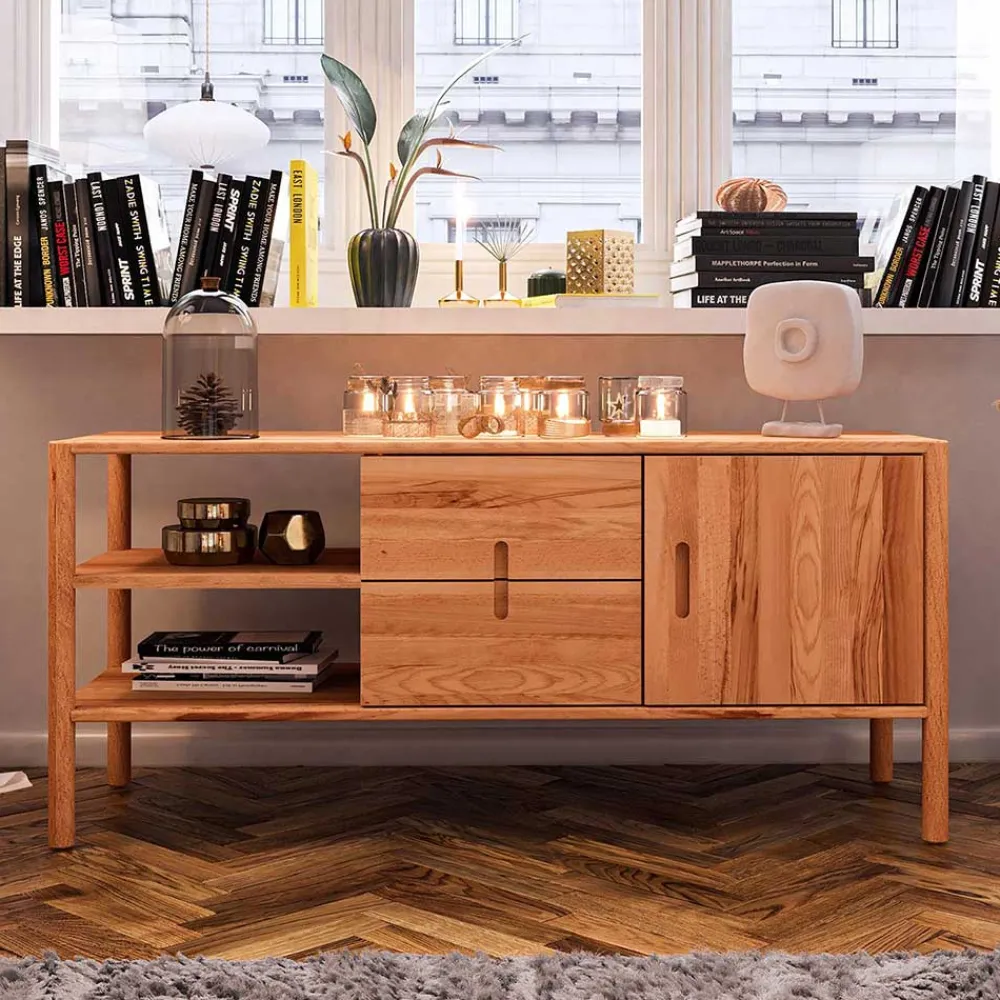 Wohnen Tv & Hifi-Möbel|Lowboards<Massive Kommode mit zwei offenen Fächern - Indrya