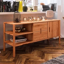 Wohnen Tv & Hifi-Möbel|Lowboards<Massive Kommode mit zwei offenen Fächern - Indrya