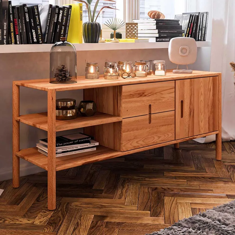 Wohnen Tv & Hifi-Möbel|Lowboards<Massive Kommode mit zwei offenen Fächern - Indrya
