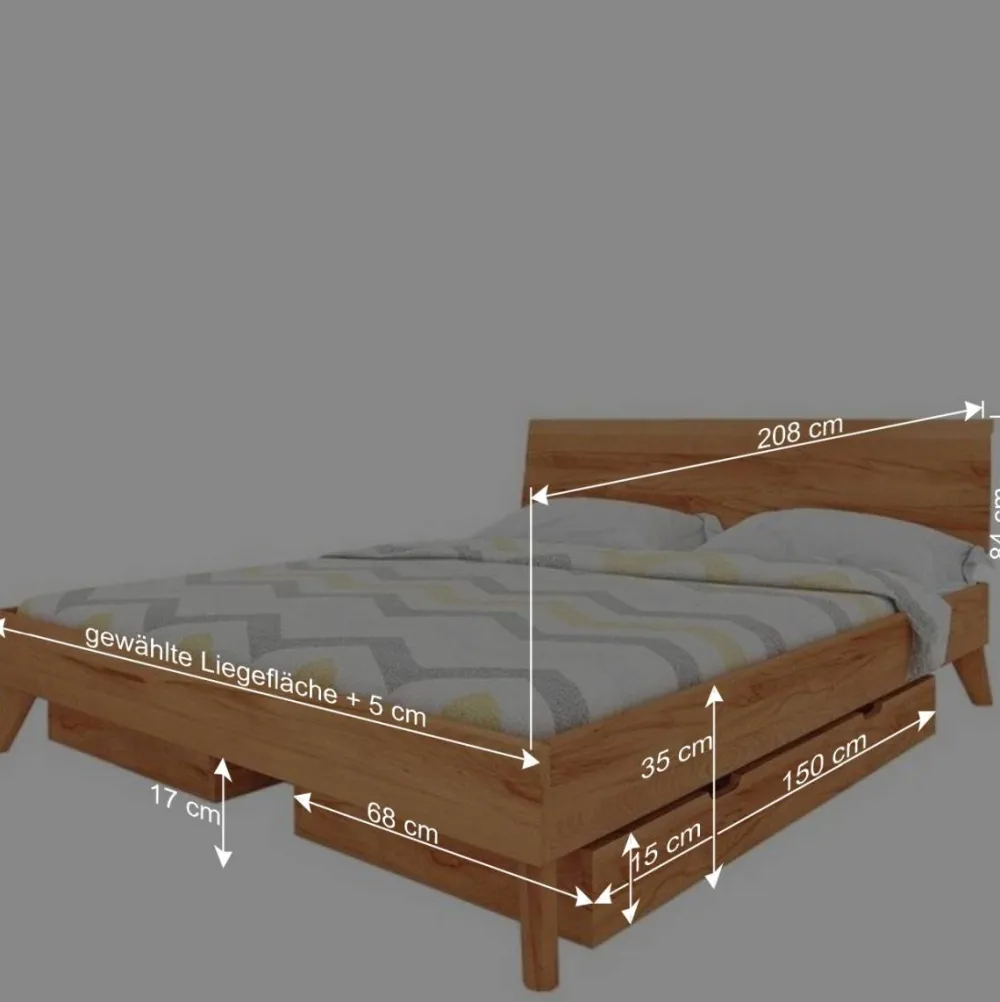 Wohnen Betten<Massives Holz Doppelbett mit Stauraum - Junola
