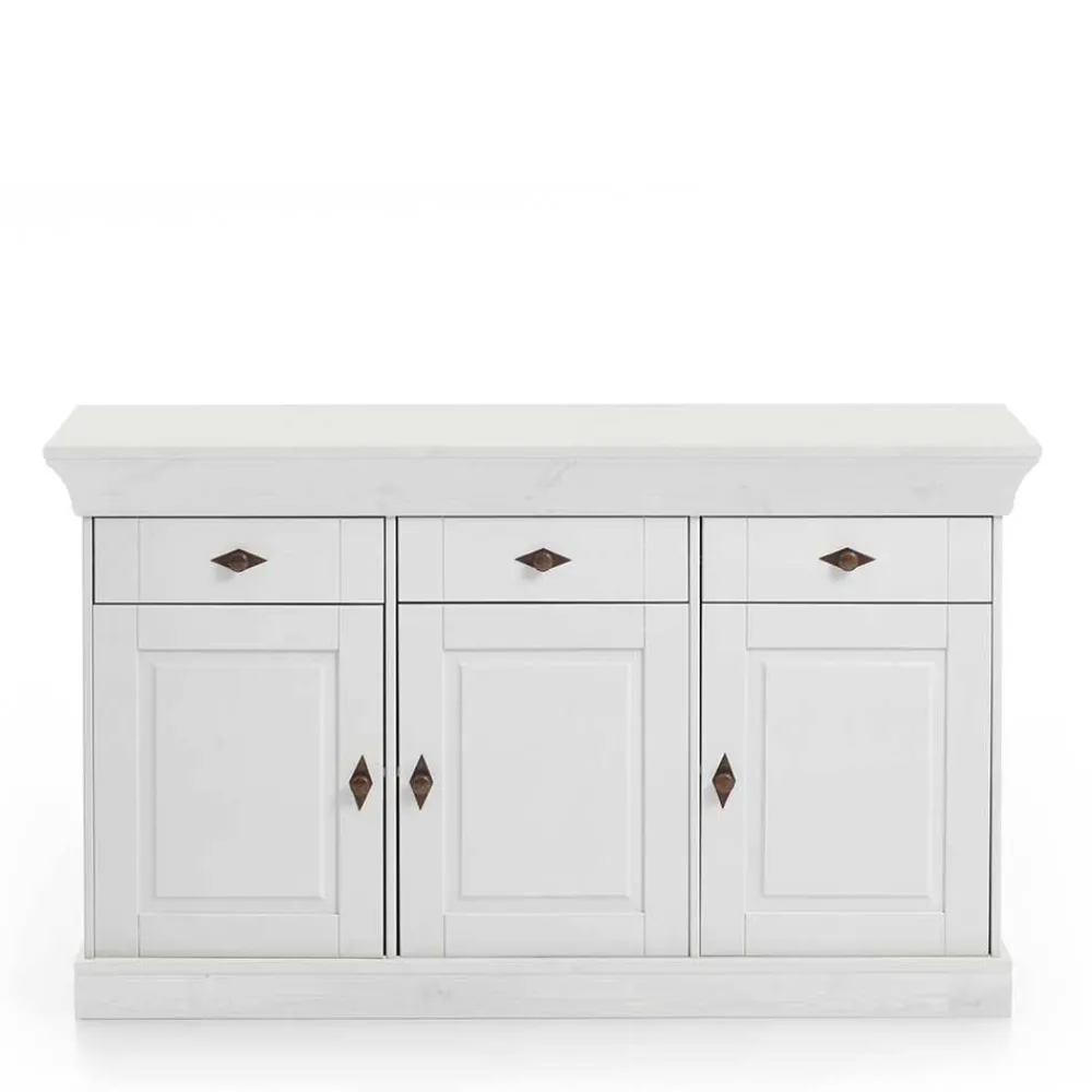Wohnen Sideboards<Massives Kiefer Sideboard Satumare in Weiß