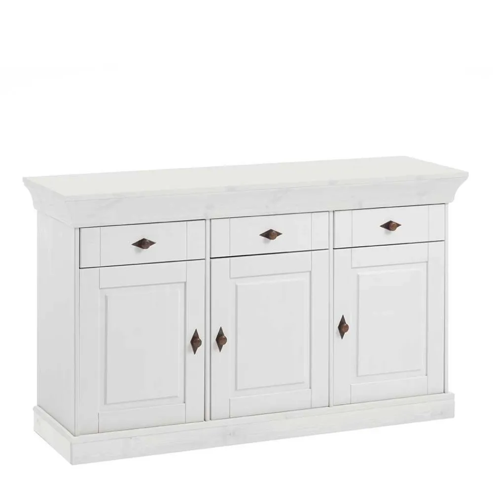 Wohnen Sideboards<Massives Kiefer Sideboard Satumare in Weiß
