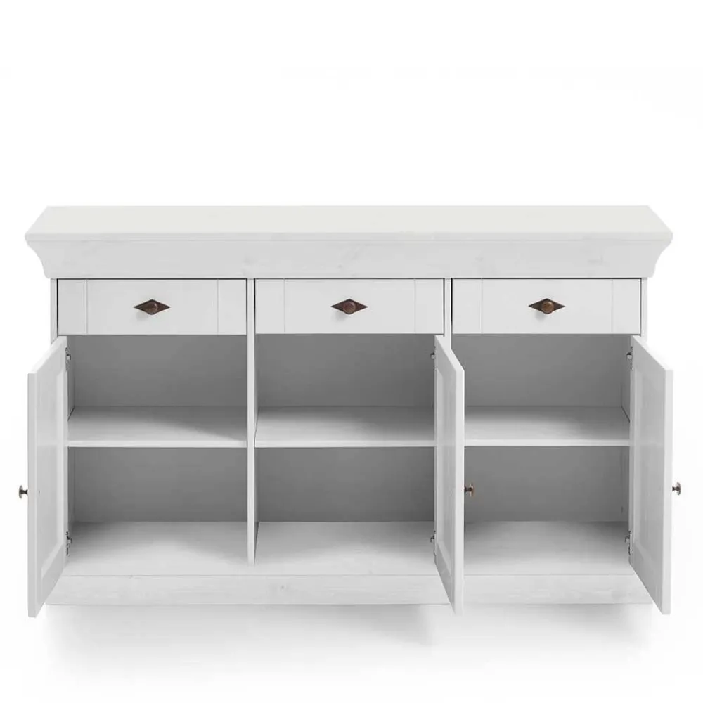 Wohnen Sideboards<Massives Kiefer Sideboard Satumare in Weiß