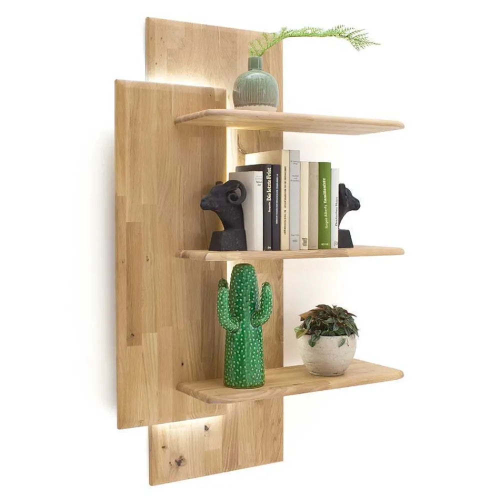 Wohnen Wohnwände<Massivholz Anbauwand in Eiche - Destal (vierteilig)