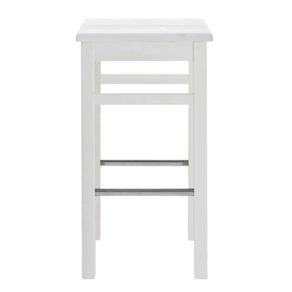 Wohnen Hocker<Massivholz Barhocker in Weiß lackiert - Zanaris