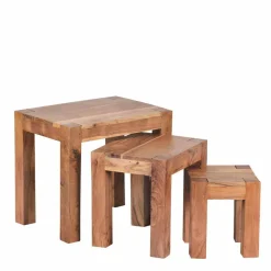 Wohnen Tische<Massivholz Beistelltische Vislan im Set (dreiteilig)