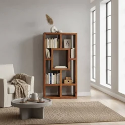 Wohnen Regale<Massivholz Design Standregal Hoslo aus Sheesham klar lackiert