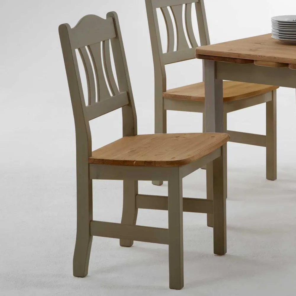 Wohnen Stühle<Massivholz Esszimmerstuhl Seramya in Grau (2er Set)