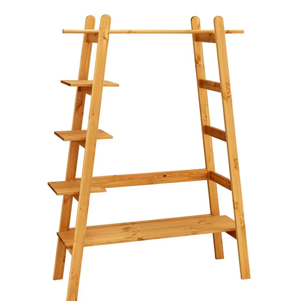 Wohnen Garderoben<Massivholz Garderobe stehend mit Ablagen - Bienno