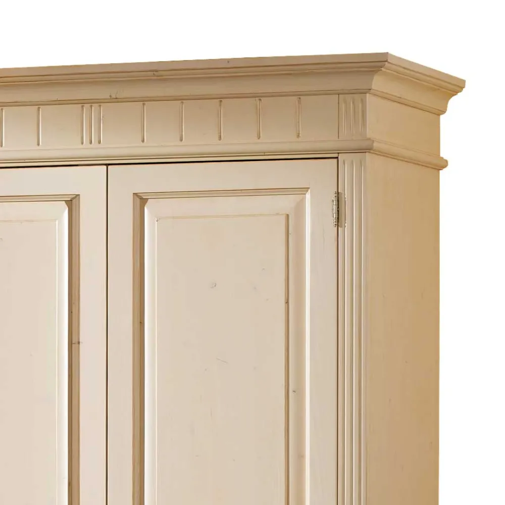 Wohnen Kleiderschränke|Schränke<Massivholz Kleiderschrank Jaif in Creme Vintage