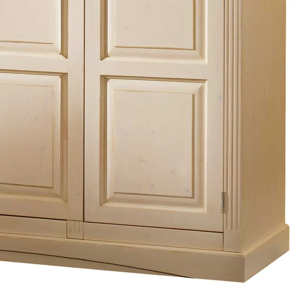 Wohnen Kleiderschränke|Schränke<Massivholz Kleiderschrank Jaif in Creme Vintage