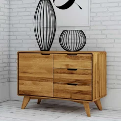 Wohnen Tv & Hifi-Möbel|Lowboards<Massivholz Kombi-Kommode in Natur geölt - Eavy I