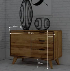 Wohnen Tv & Hifi-Möbel|Lowboards<Massivholz Kombi-Kommode in Natur geölt - Eavy I