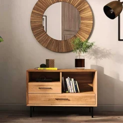 Wohnen Tv & Hifi-Möbel|Lowboards<Massivholz Kommode mit zwei Schubladen & Fächer - Kerfa