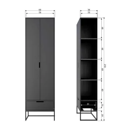 Wohnen Vitrinen|Schränke<Massivholz Schrank in Schwarz - Almery