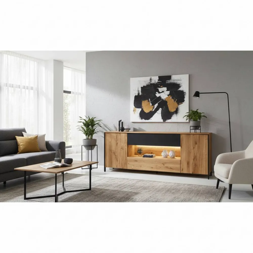 Wohnen Sideboards<Massivholz Sideboard - modern mit LED Licht - Viligrana