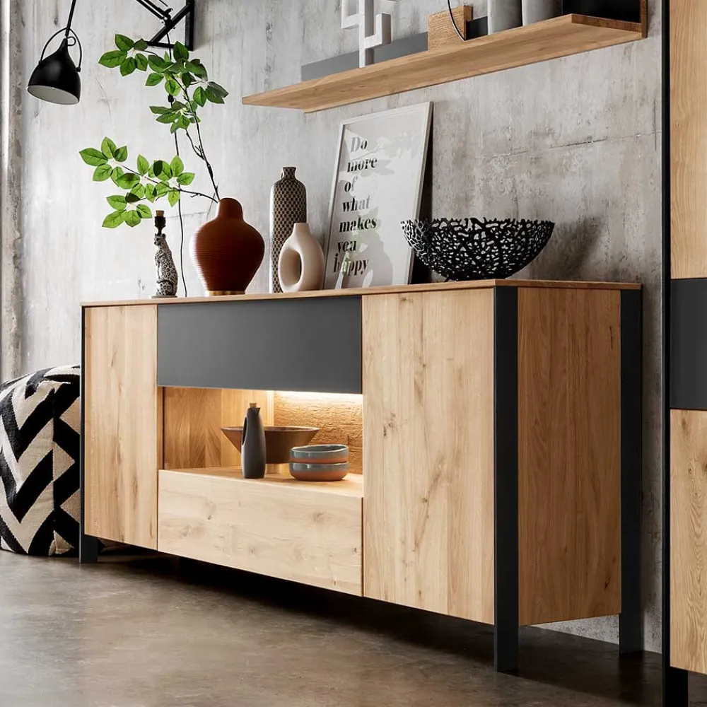 Wohnen Sideboards<Massivholz Sideboard - modern mit LED Licht - Viligrana