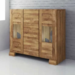 Wohnen Sideboards<Massivholz Sideboard Vaskov aus Wildeiche geölt Glas