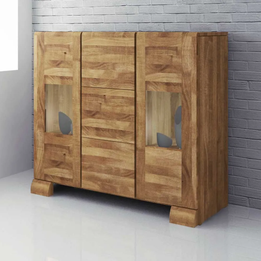 Wohnen Sideboards<Massivholz Sideboard Vaskov aus Wildeiche geölt Glas