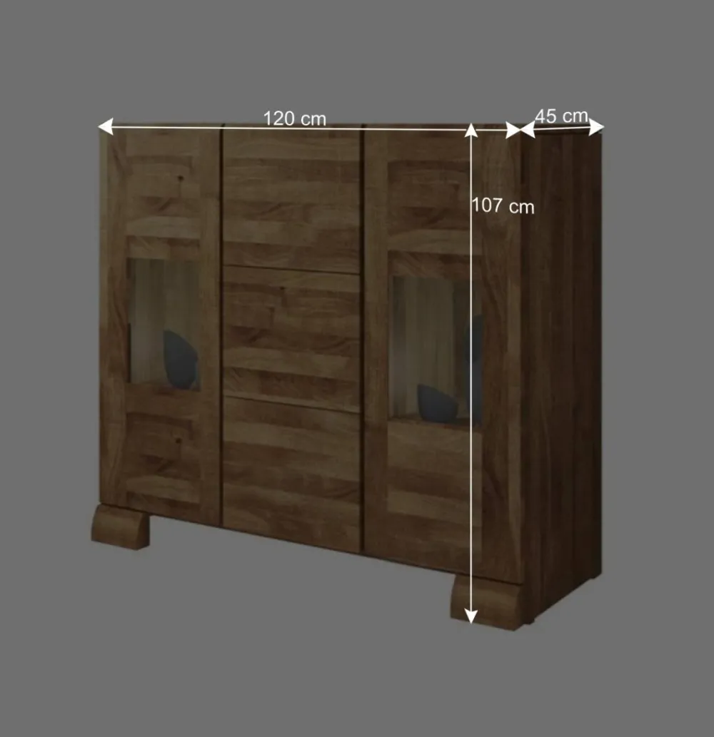 Wohnen Sideboards<Massivholz Sideboard Vaskov aus Wildeiche geölt Glas
