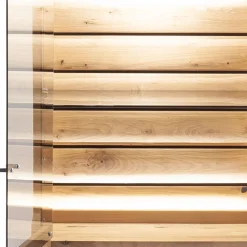 Wohnen Vitrinen<Massivholz Vitrine mit LED Beleuchtung - Azzurian