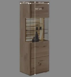 Wohnen Vitrinen<Massivholz Vitrine mit LED Beleuchtung - Azzurian