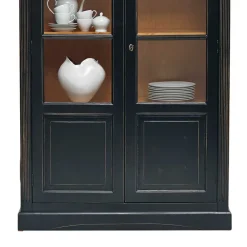 Wohnen Vitrinen<Massivholz Vitrine Zanyorita in Schwarz