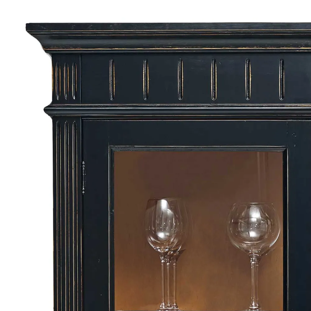Wohnen Vitrinen<Massivholz Vitrine Zanyorita in Schwarz
