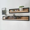 Wohnen Regale<Massivholz Wandboard in Natur & Schwarz - Embleys