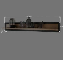 Wohnen Regale<Massivholz Wandboard in Natur & Schwarz - Embleys