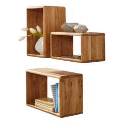 Wohnen Regale<Massivholz Wandregal Set Uvinessa aus Wildeiche (dreiteilig)