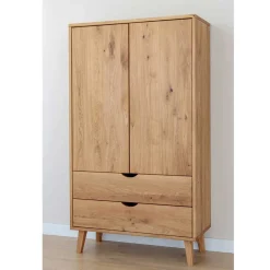 Wohnen Kleiderschränke|Schränke<Massivholz-Kleiderschrank mit zwei Schubladen - Fabijola