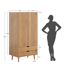 Wohnen Kleiderschränke|Schränke<Massivholz-Kleiderschrank mit zwei Schubladen - Fabijola