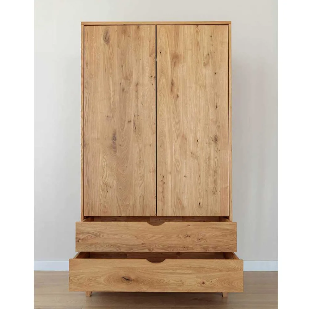 Wohnen Kleiderschränke|Schränke<Massivholz-Kleiderschrank mit zwei Schubladen - Fabijola