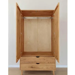Wohnen Kleiderschränke|Schränke<Massivholz-Kleiderschrank mit zwei Schubladen - Fabijola
