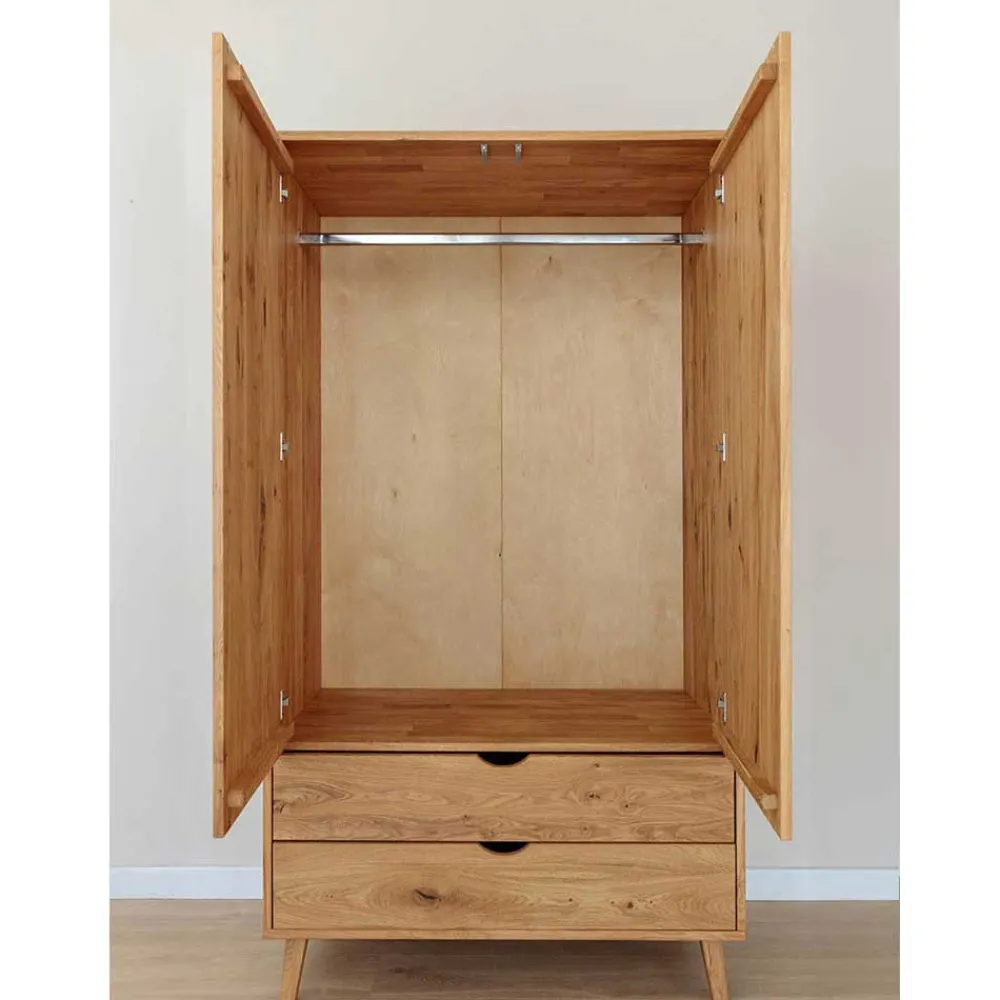 Wohnen Kleiderschränke|Schränke<Massivholz-Kleiderschrank mit zwei Schubladen - Fabijola