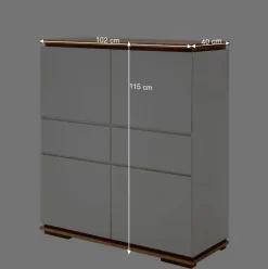 Wohnen Highboards|Kommoden<Mattweißes Highboard mit Asteiche massiv - Vangels