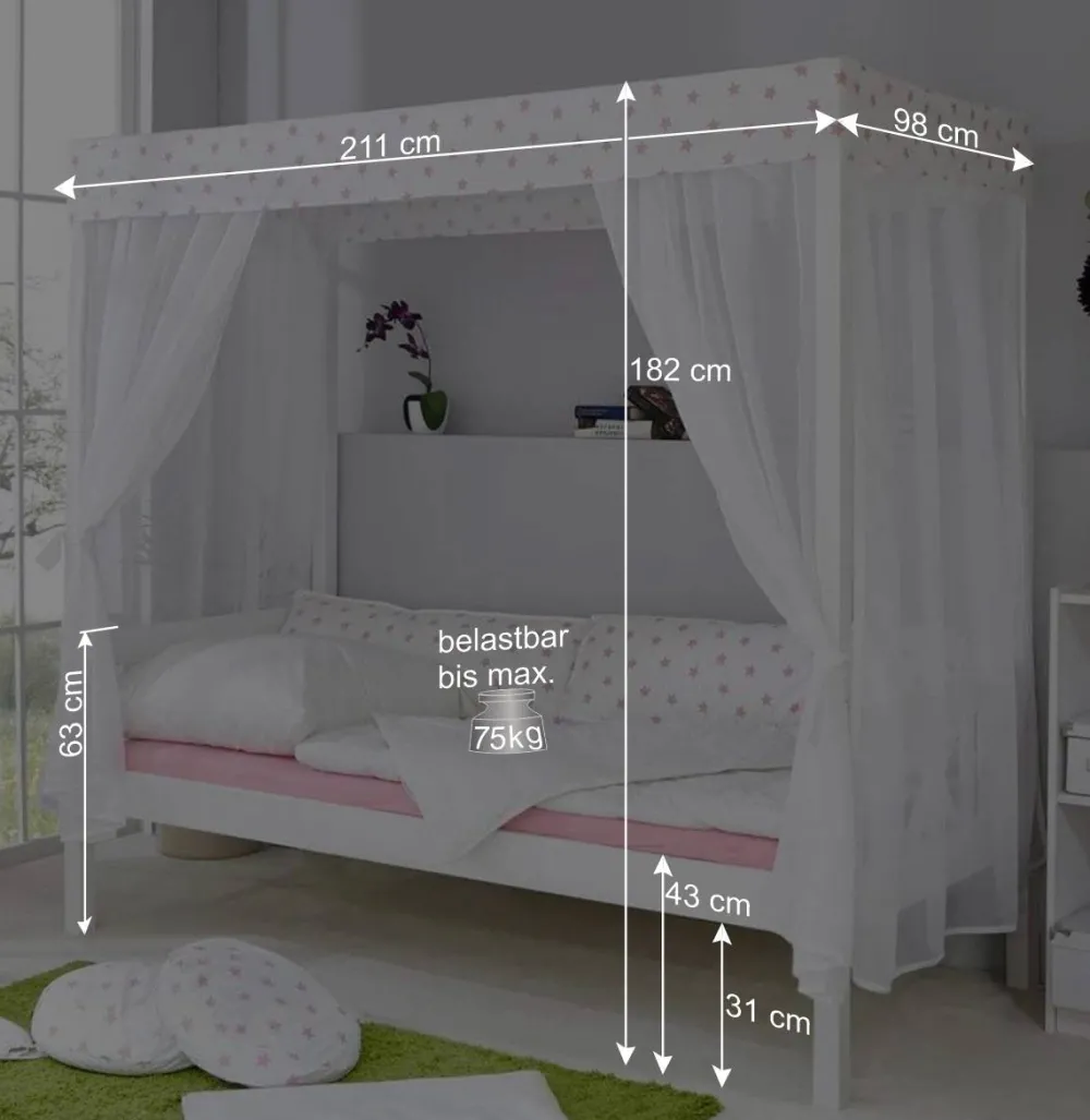 Wohnen Betten<Mädchen Himmelbett Williams mit Baldachin