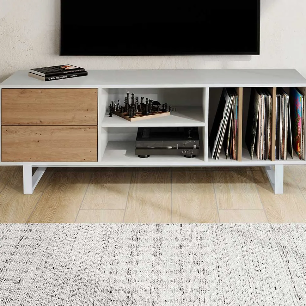 Wohnen Tv & Hifi-Möbel|Lowboards<Medien Unterschrank in Weiß & Wildeiche Dekor - Wallis
