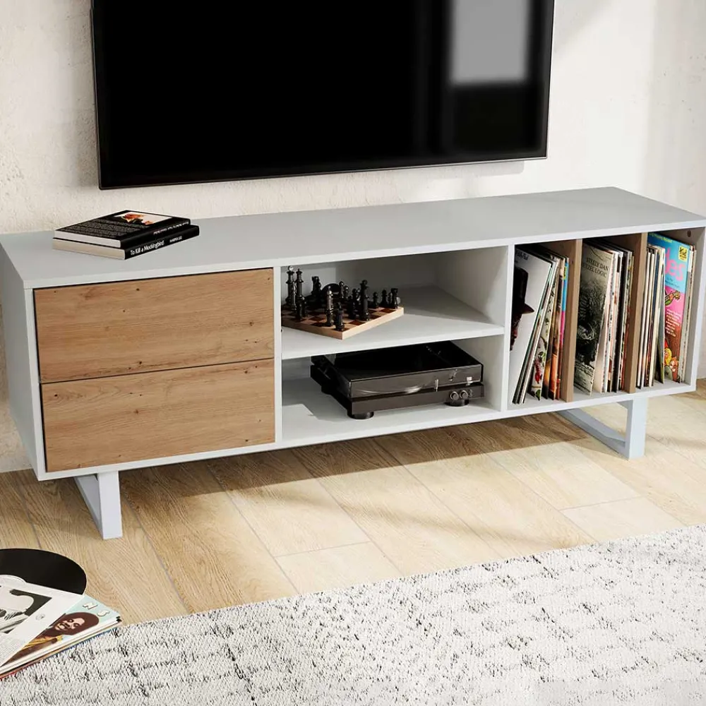 Wohnen Tv & Hifi-Möbel|Lowboards<Medien Unterschrank in Weiß & Wildeiche Dekor - Wallis