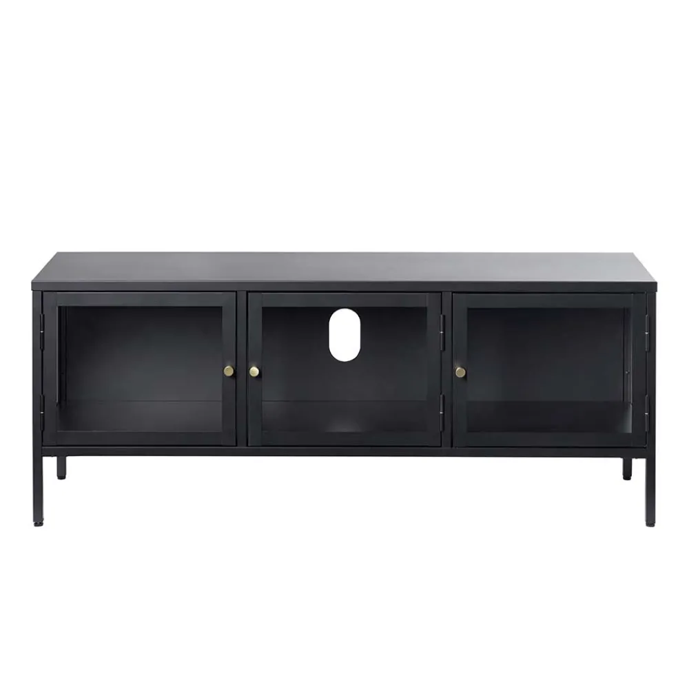 Wohnen Tv & Hifi-Möbel|Lowboards<Metall Lowboard Vitrine in Schwarz - Feliz