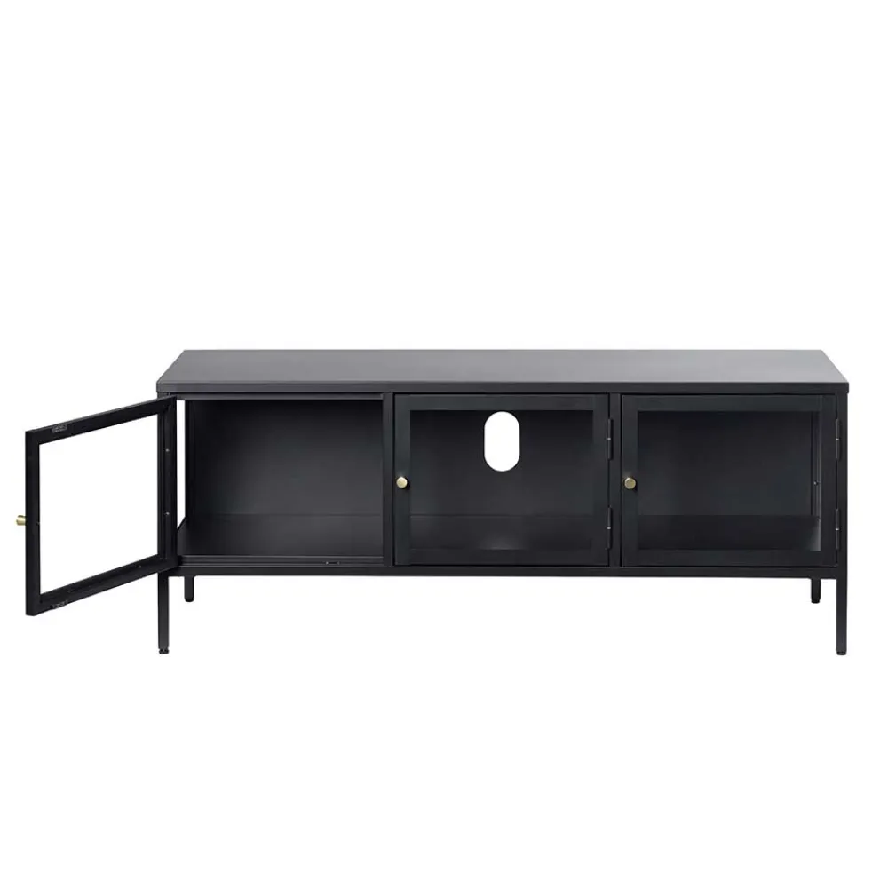 Wohnen Tv & Hifi-Möbel|Lowboards<Metall Lowboard Vitrine in Schwarz - Feliz