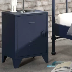 Wohnen Kommoden<Metall Nachtschrank in Blau - 1-türig - Nostalgic