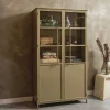 Wohnen Vitrinen<Metall Vitrinenschrank in Khaki - Gabadoza