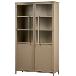Wohnen Vitrinen<Metall Vitrinenschrank in Khaki - Gabadoza