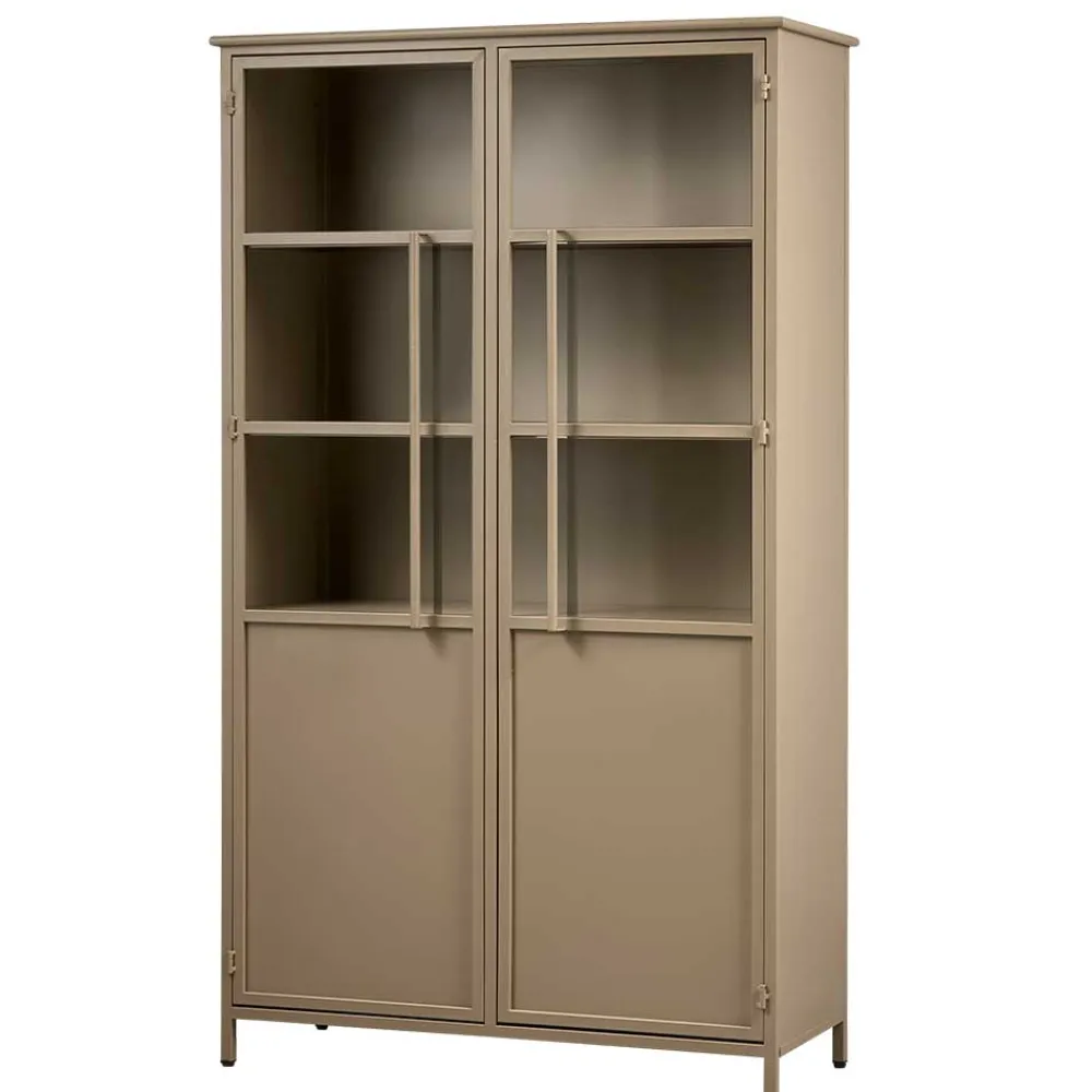 Wohnen Vitrinen<Metall Vitrinenschrank in Khaki - Gabadoza
